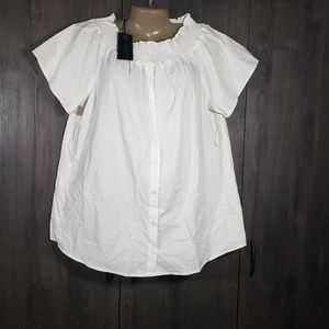 DG2 Diane Gilman White Womens Size XL Blouse Missing Belt!